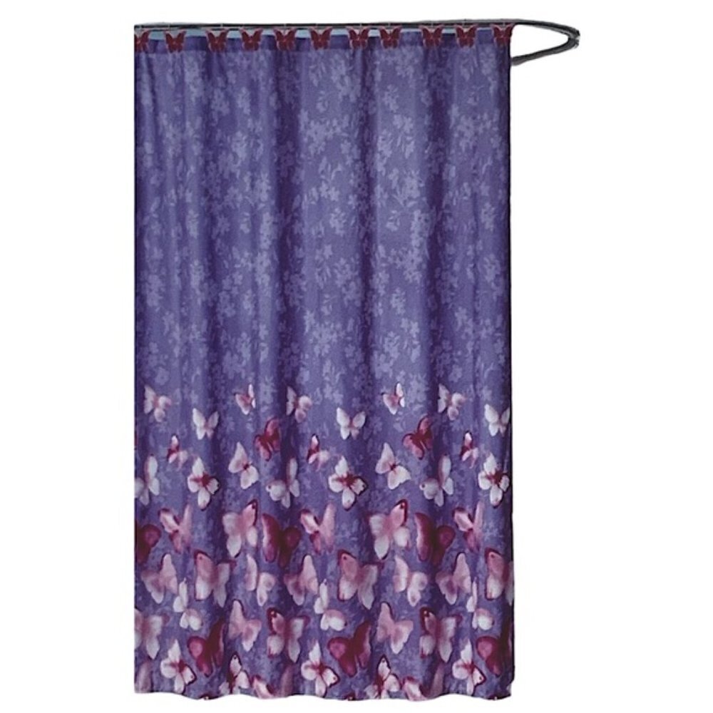 Matt & Maddie Butterfly Fabric Shower Curtain Floral 70 x 72 Inch Pink Purple - Picture 14 of 14